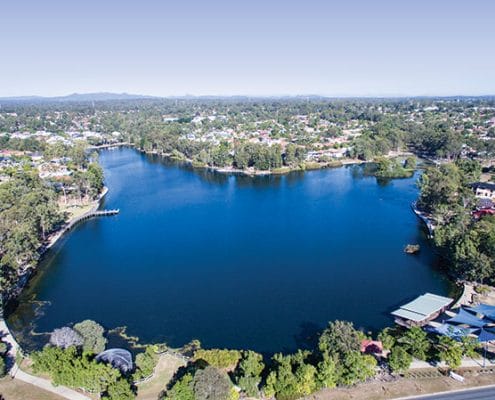 Forest lake property - birds eye view of the lake